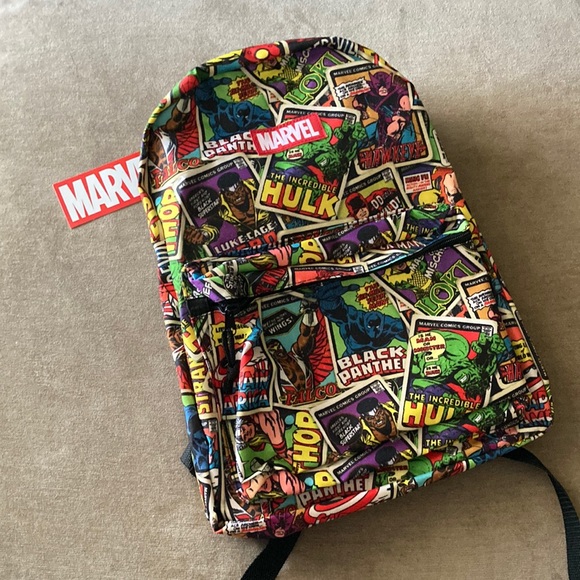 Marvel | Accessories | Bioworld Marvel Comics Kids Backpack Allover ...